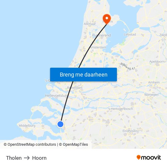 Tholen to Hoorn map