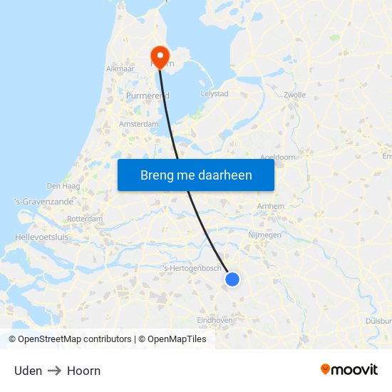 Uden to Hoorn map