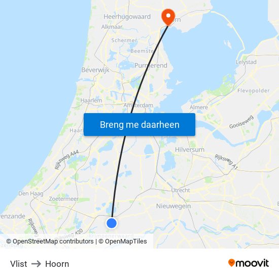 Vlist to Hoorn map