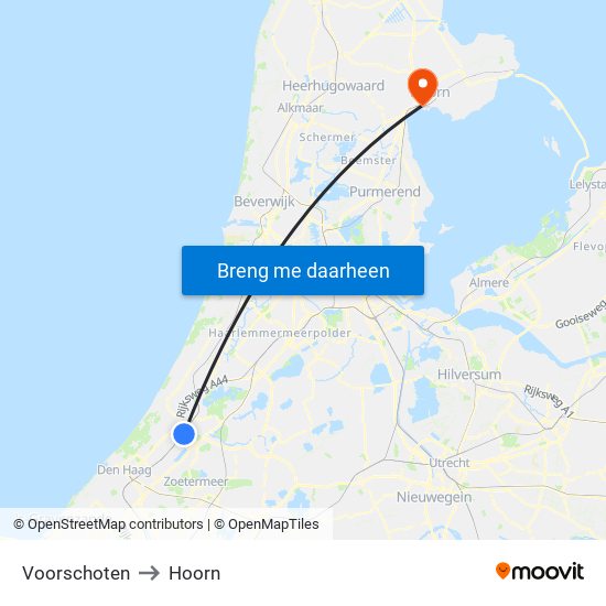 Voorschoten to Hoorn map