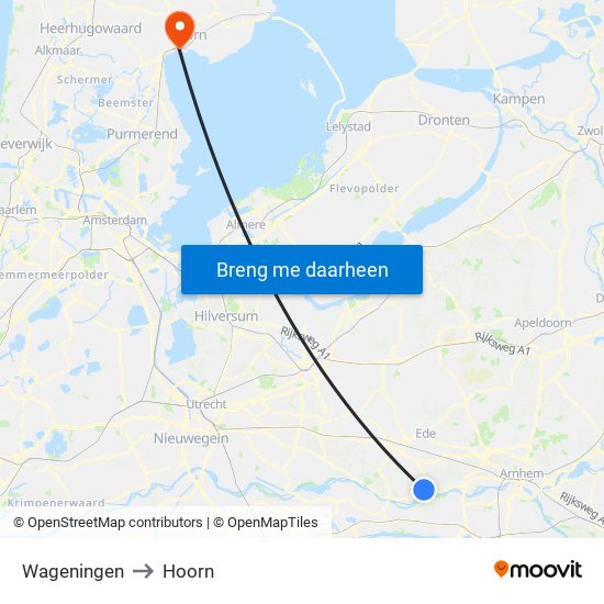 Wageningen to Hoorn map