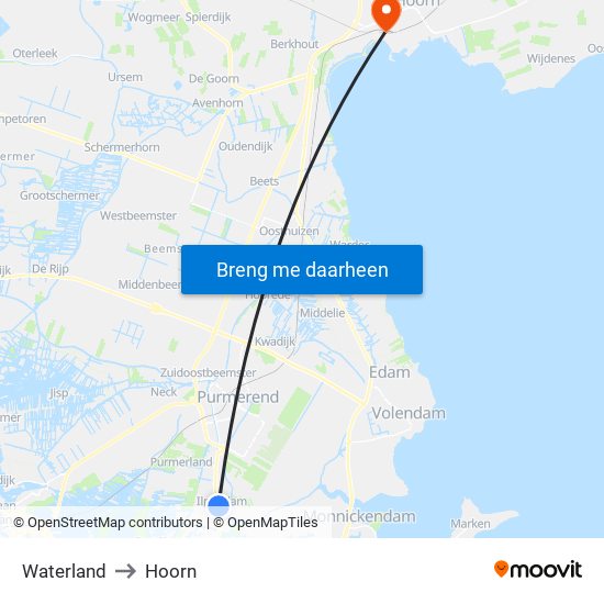 Waterland to Hoorn map