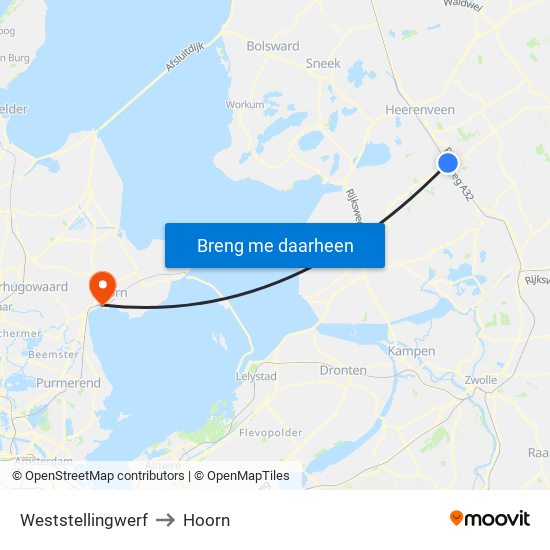 Weststellingwerf to Hoorn map