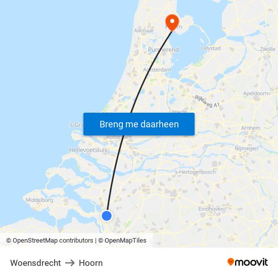 Woensdrecht to Hoorn map
