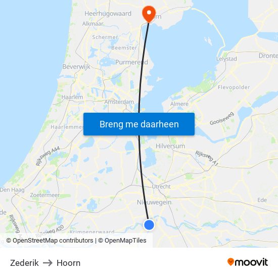 Zederik to Hoorn map