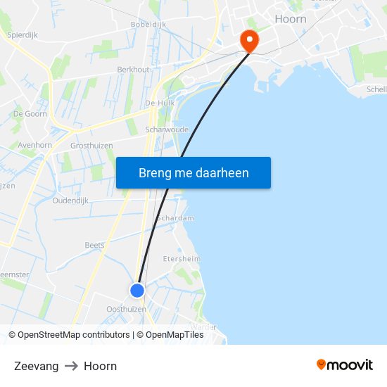 Zeevang to Hoorn map
