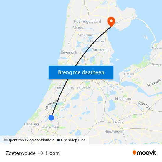 Zoeterwoude to Hoorn map