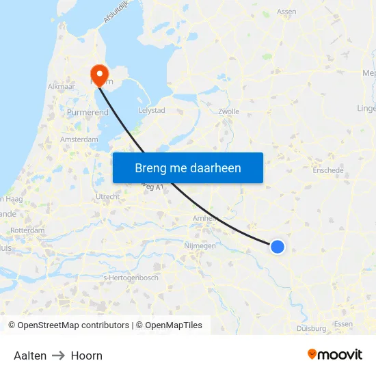 Aalten to Hoorn map