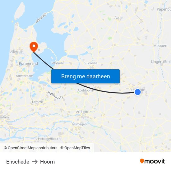 Enschede to Hoorn map
