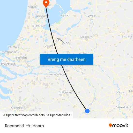 Roermond to Hoorn map