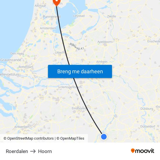 Roerdalen to Hoorn map