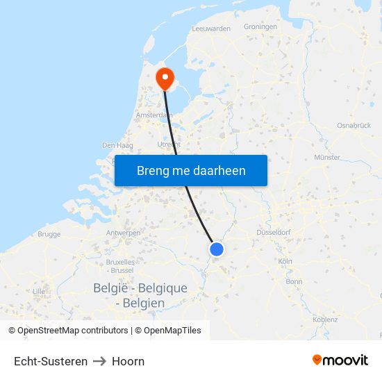 Echt-Susteren to Hoorn map