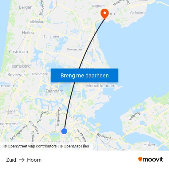 Zuid to Hoorn map