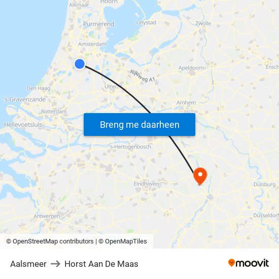 Aalsmeer to Horst Aan De Maas map