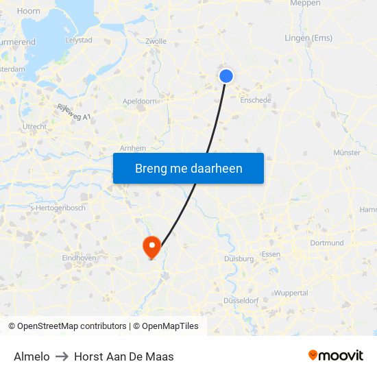 Almelo to Horst Aan De Maas map