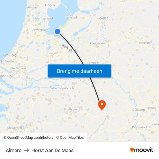 Almere to Horst Aan De Maas map
