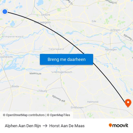 Alphen Aan Den Rijn to Horst Aan De Maas map