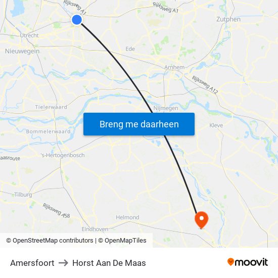 Amersfoort to Horst Aan De Maas map