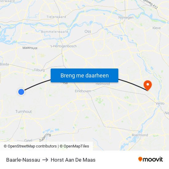 Baarle-Nassau to Horst Aan De Maas map