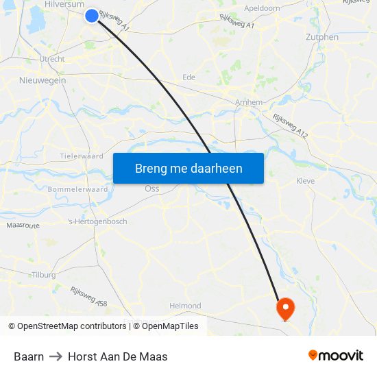 Baarn to Horst Aan De Maas map