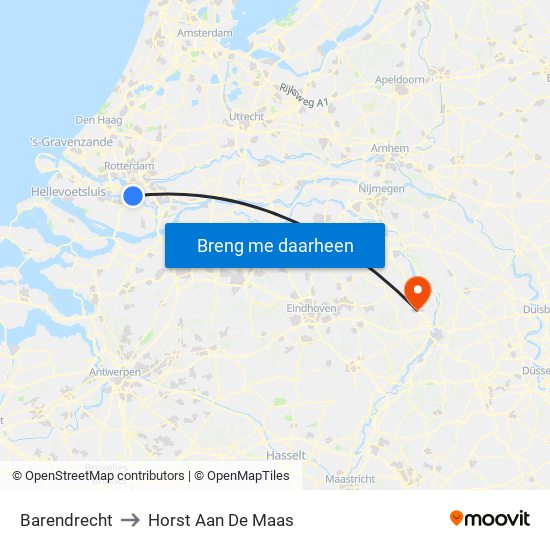 Barendrecht to Horst Aan De Maas map