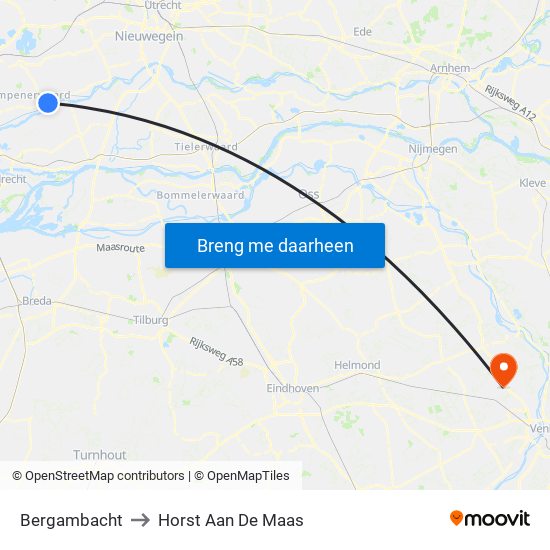 Bergambacht to Horst Aan De Maas map