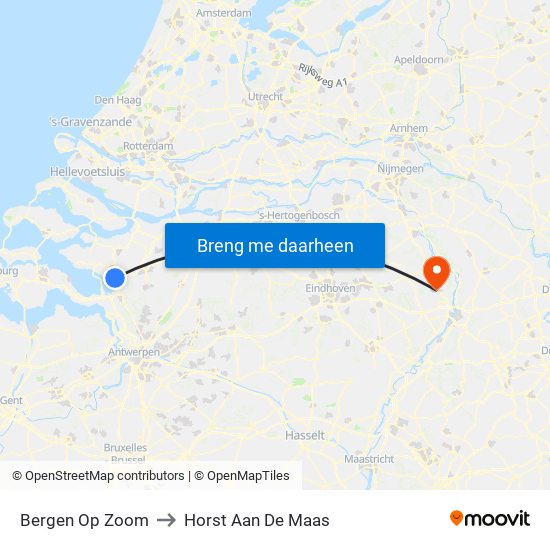 Bergen Op Zoom to Horst Aan De Maas map