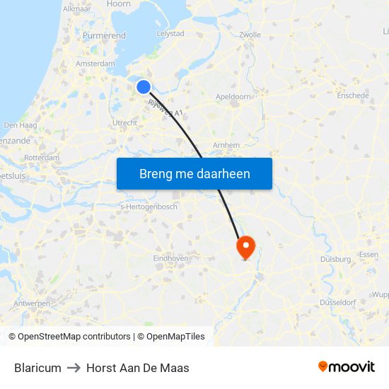 Blaricum to Horst Aan De Maas map