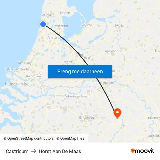 Castricum to Horst Aan De Maas map