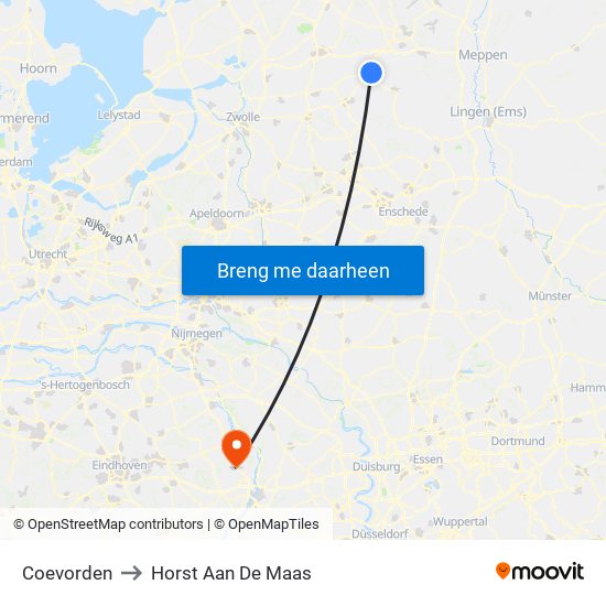 Coevorden to Horst Aan De Maas map