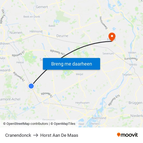 Cranendonck to Horst Aan De Maas map