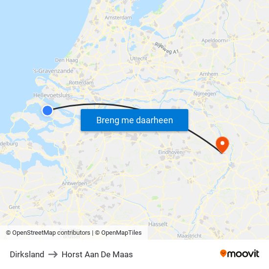 Dirksland to Horst Aan De Maas map