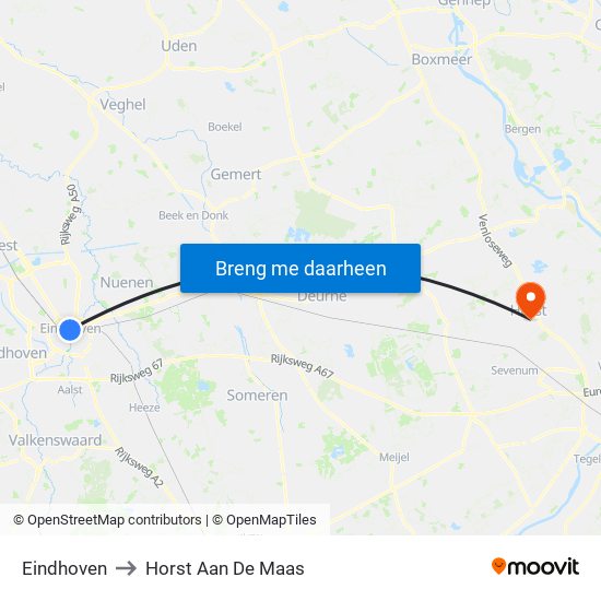 Eindhoven to Horst Aan De Maas map