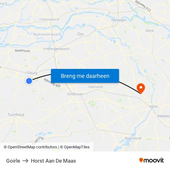 Goirle to Horst Aan De Maas map