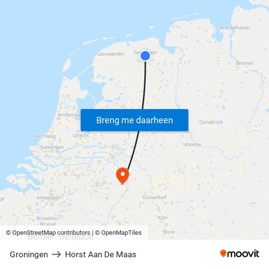 Groningen to Horst Aan De Maas map