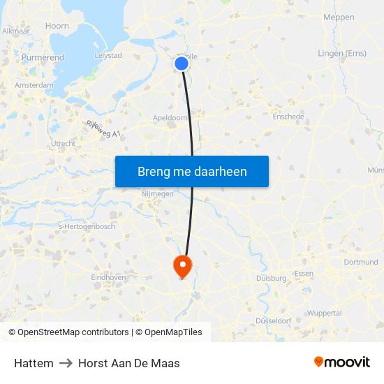 Hattem to Horst Aan De Maas map