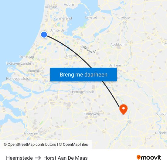 Heemstede to Horst Aan De Maas map