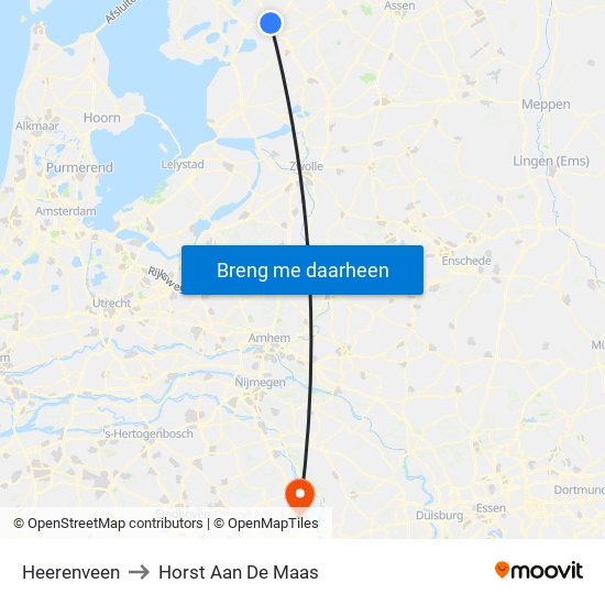 Heerenveen to Horst Aan De Maas map