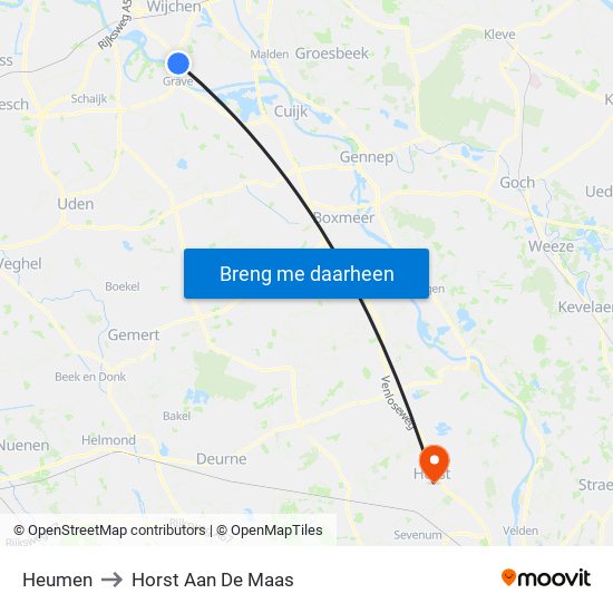 Heumen to Horst Aan De Maas map