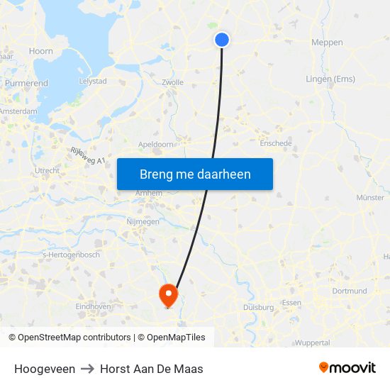 Hoogeveen to Horst Aan De Maas map