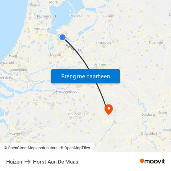 Huizen to Horst Aan De Maas map