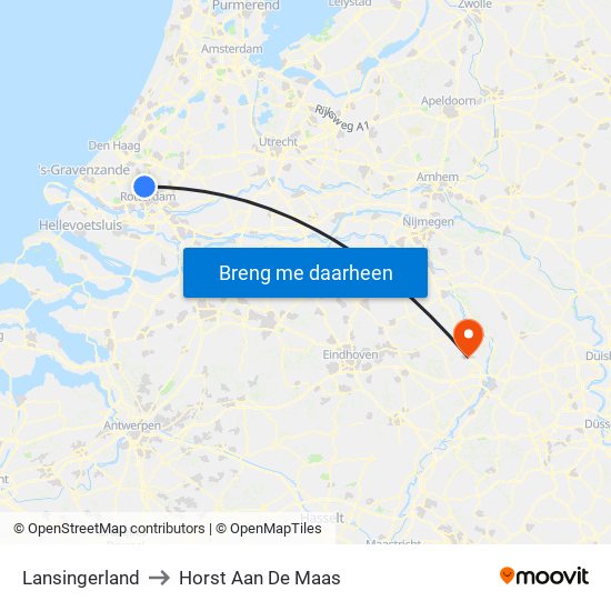 Lansingerland to Horst Aan De Maas map