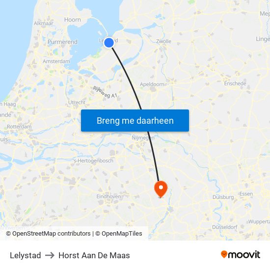 Lelystad to Horst Aan De Maas map
