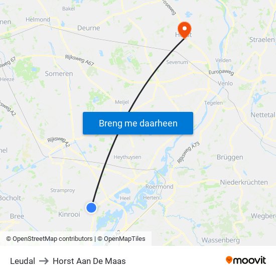 Leudal to Horst Aan De Maas map