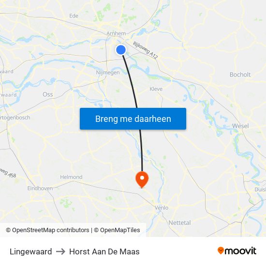 Lingewaard to Horst Aan De Maas map