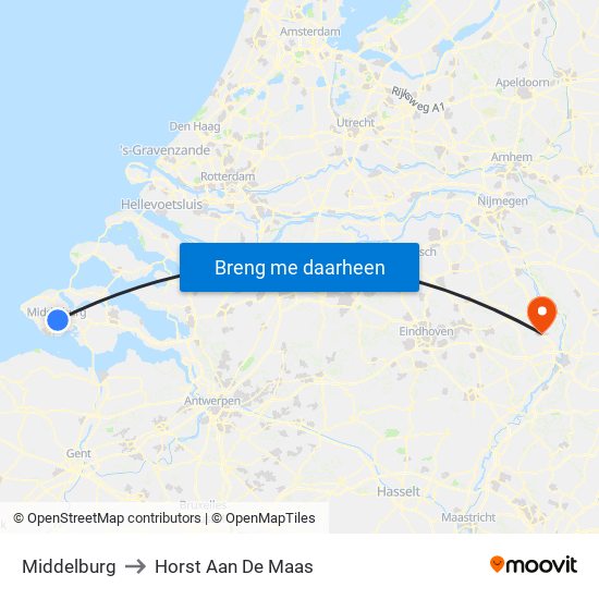 Middelburg to Horst Aan De Maas map