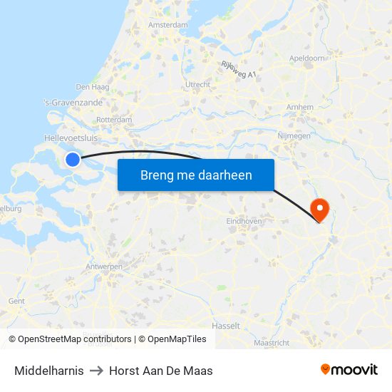 Middelharnis to Horst Aan De Maas map