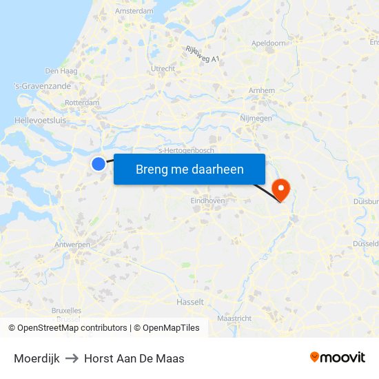 Moerdijk to Horst Aan De Maas map