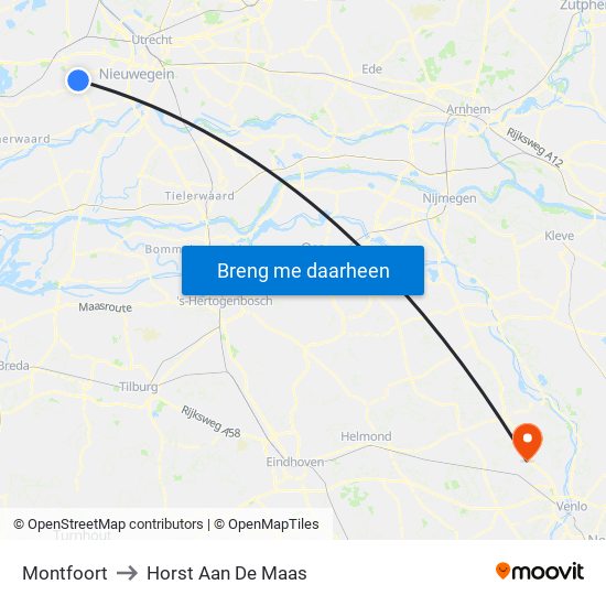Montfoort to Horst Aan De Maas map