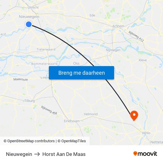 Nieuwegein to Horst Aan De Maas map
